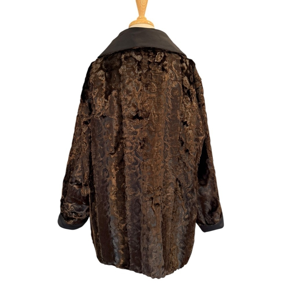 Chicos Reversible Brown Faux Fur Coat Jacket Brown Black Winter Large Chico’s 3 - Picture 3 of 12